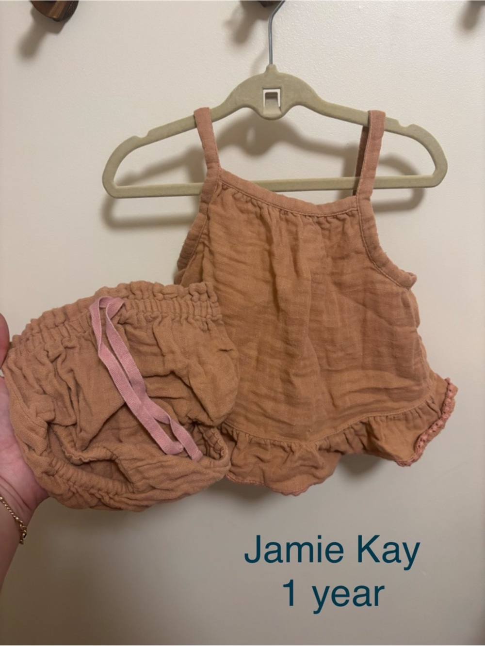 Jamie Kay Rust-Pink Ruffle Tank & Bloomers Set